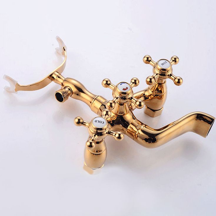 Traditional Floor Mounted Copper Freestanding Tub Filler Spray Gun Tub Filler Trim