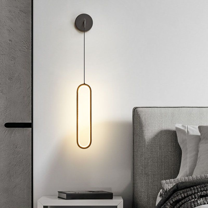 Oval Wall Mount Light Fixture Simplicity Style Metal LED Bedroom Wall Light Sconce