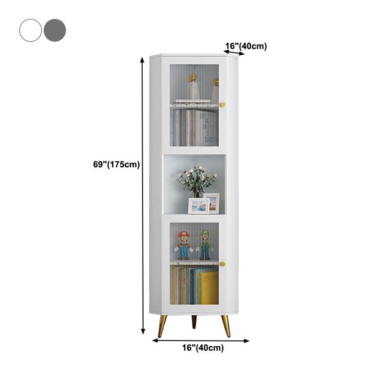 Contemporary Storage Cabinet with Shelf and Glass Doors Triangle Cabinet