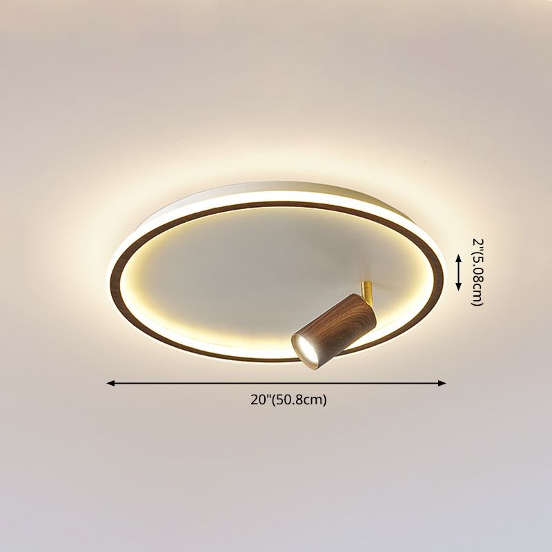 1 Spotlight Minimalism Circle Flush Mount Ceiling Light Aluminum Bedroom Flush Light