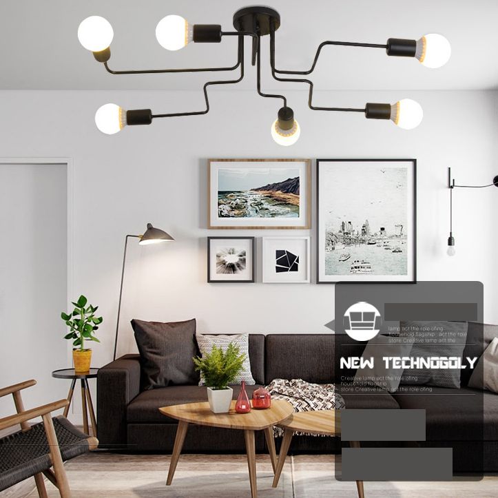 Industrial Angled Tangle Semi Flush Mount Metal Semi Flush Mount Ceiling Light for Living Room and Bedroom