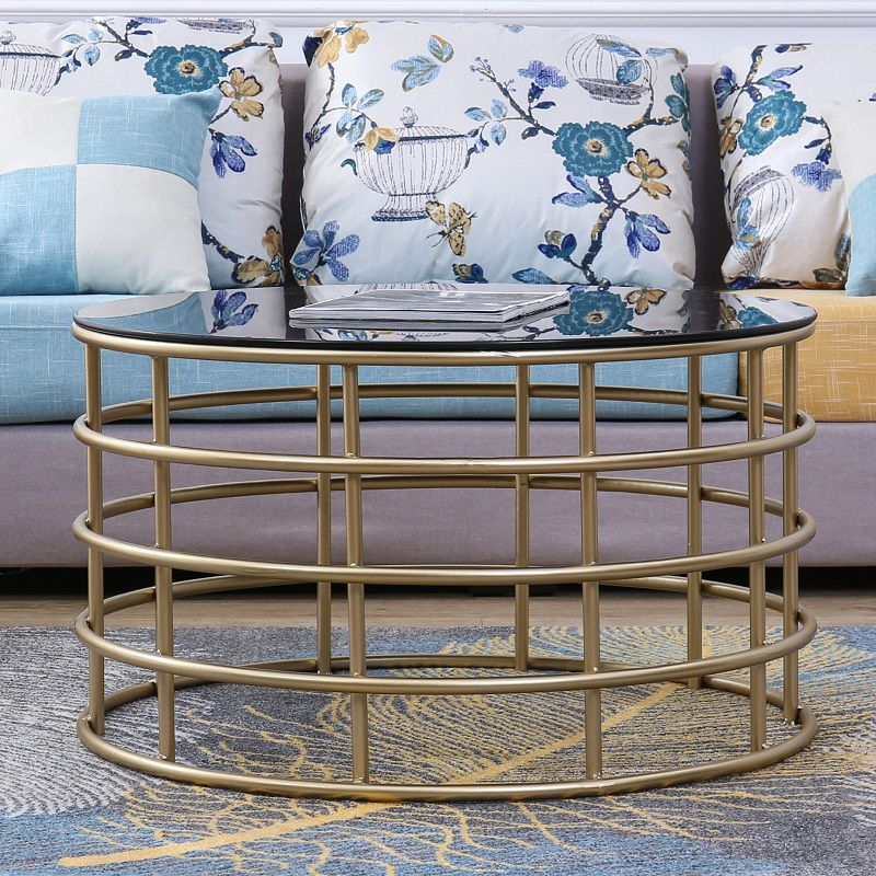 Contemporary Simple Glass Round Coffee Cocktail Table - 17.7" H