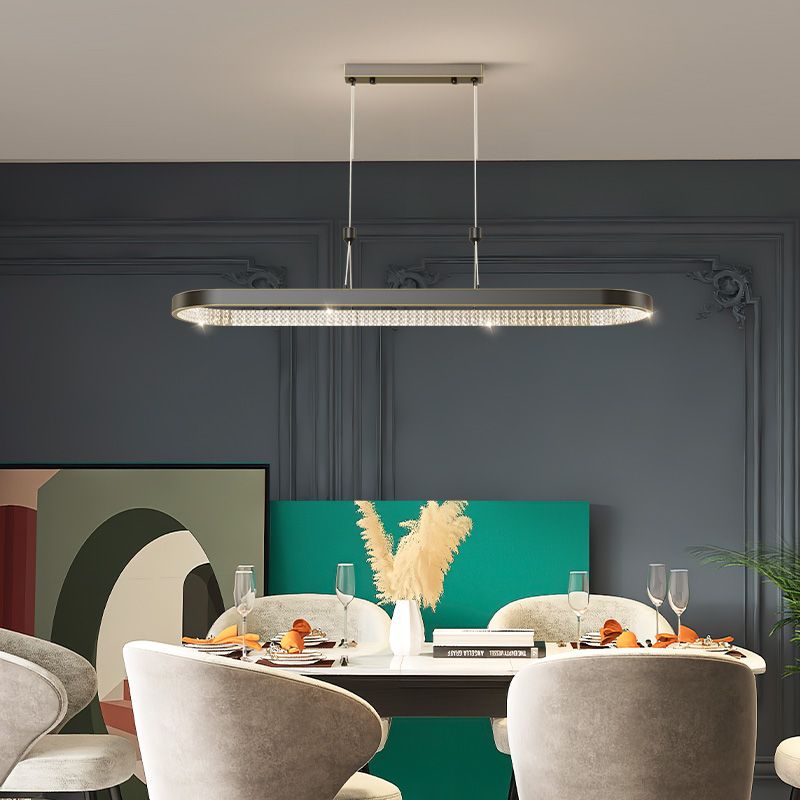 Luz de la isla contemporánea de metal ovalado 1 luces de araña de la isla de la luz para la cocina