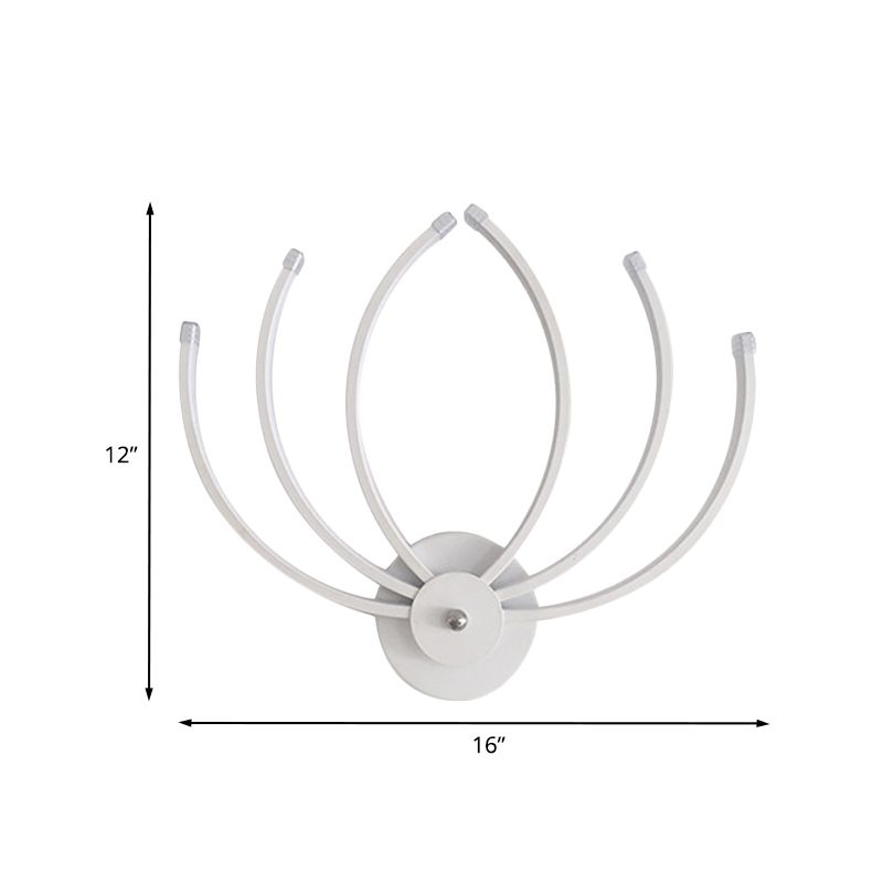 Contemporary Lotus Wall Mount Sconce Acrylic LED Bedside Wall Light Fixture in White with Linear Design, Warm/White Light