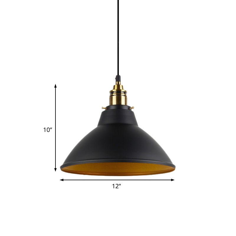 Kuppel Metall Pendelleuchte Leichte industrielle Einzelbirne Wohnzimmer Hängende Leuchte in Schwarz/Weiß/Gold