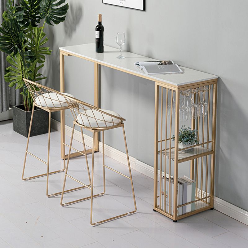 Modern Bar Table Set 1/2/3 Pcs Faux Marble Rectangular Bar Set for Indoor