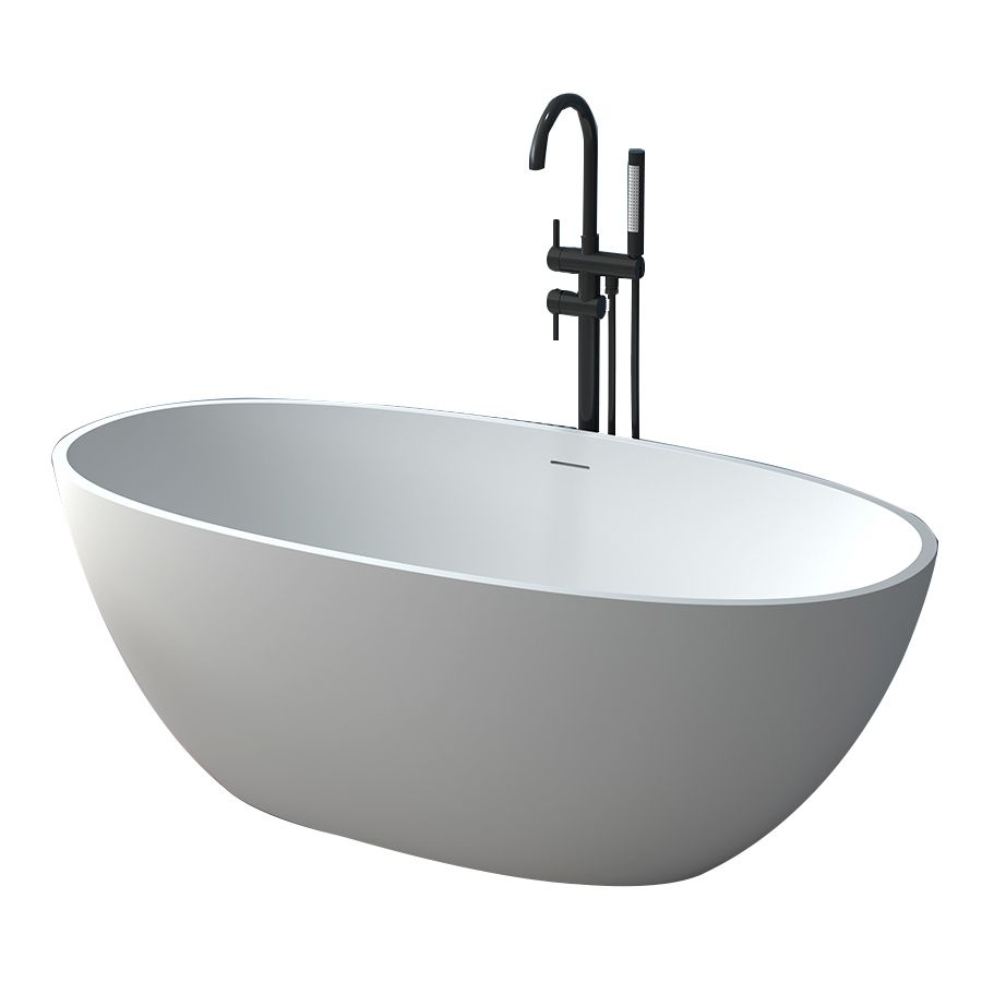 Stone Soaking Bath Antique Finish Oval Back to Wall Bath Tub