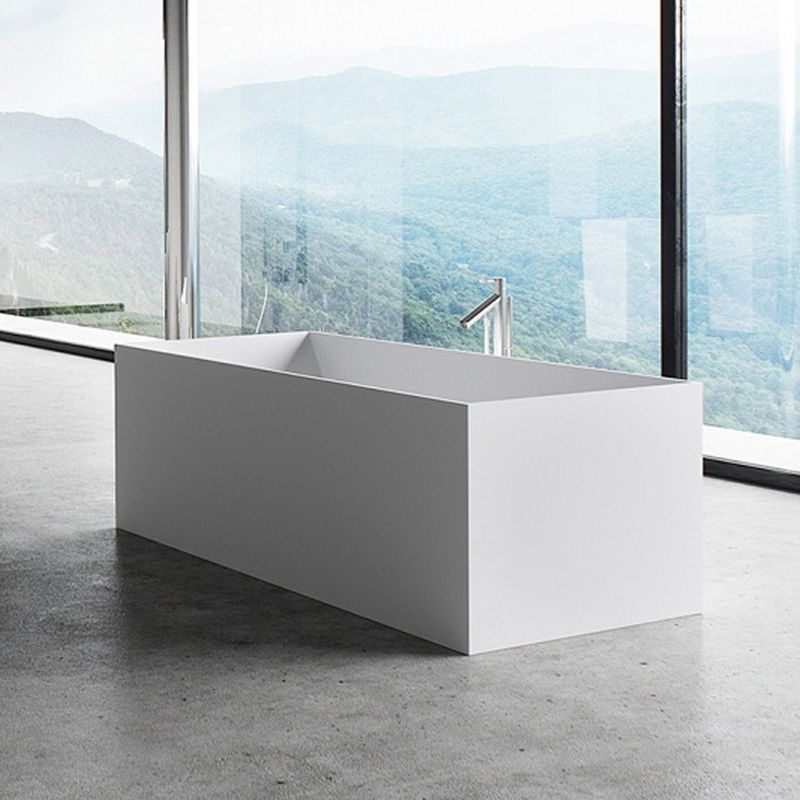 Modern Freestanding Bathtub Stone Rectangle White Soaking Bath Tub