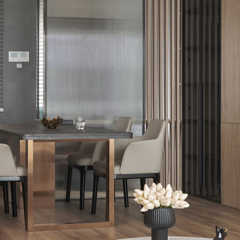 Upholstered Dining Accent Chair Faux Leather and Solid Wood Dining Room Chair