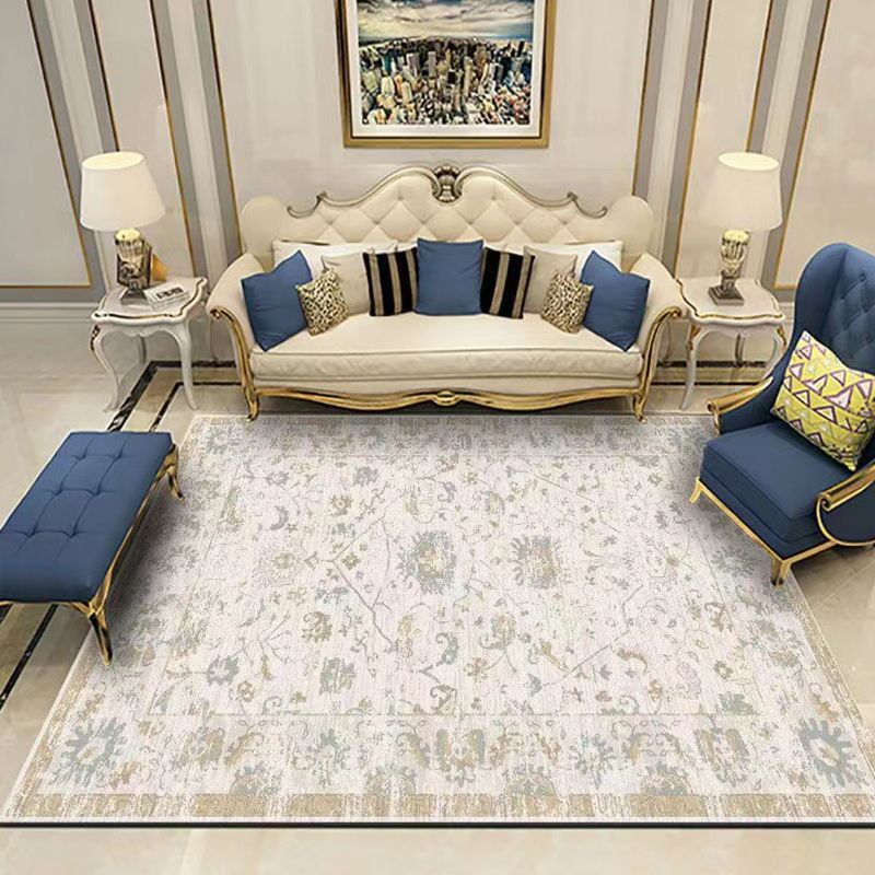 Bohemian Tribal Totem Rug Retro Polyester Indoor Rug Stain Resistant Carpet for Living Room