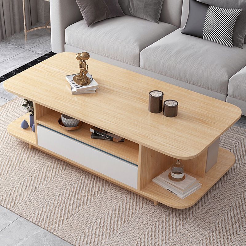 Modern Tray Top Coffee Table Wooden 4 Legs Cocktail Table for Home