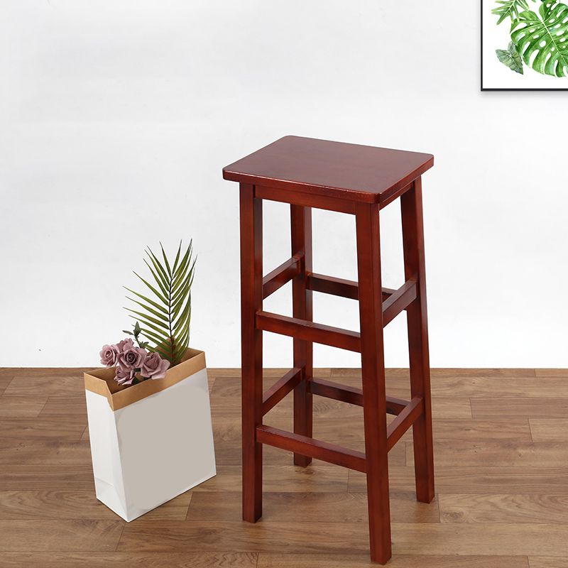 Solid Wood Bar Stool Footrest Armless Counter Stool for Dining Room