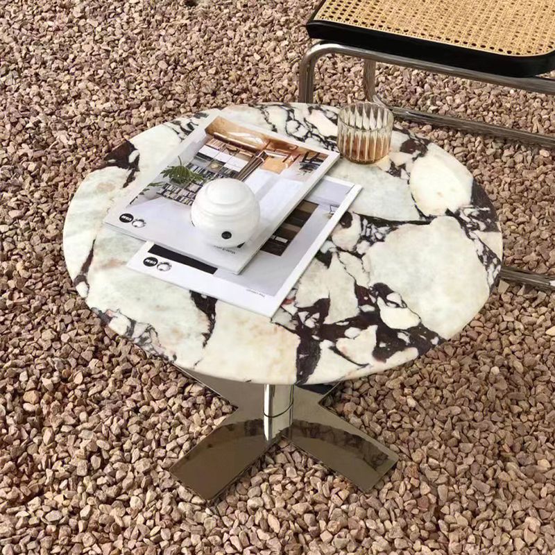 Rustic Sofa Side Accent Table Pedestal Metal Round Living Room Corner Table
