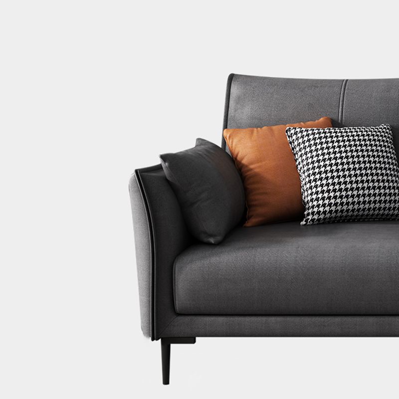Stain-Resistant Faux Leather Couch Living Room Flared Arm Sofa with Pillow Back