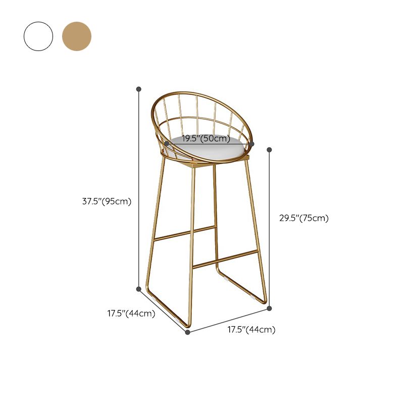 Contemporary Metal Dining Stools Low Back Bar Stools with Footrest