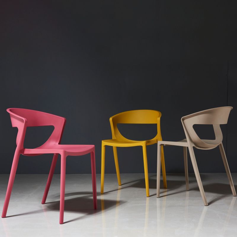 Silla de comedor de plástico de estilo contemporáneo, sillas laterales sin brazos para cocina