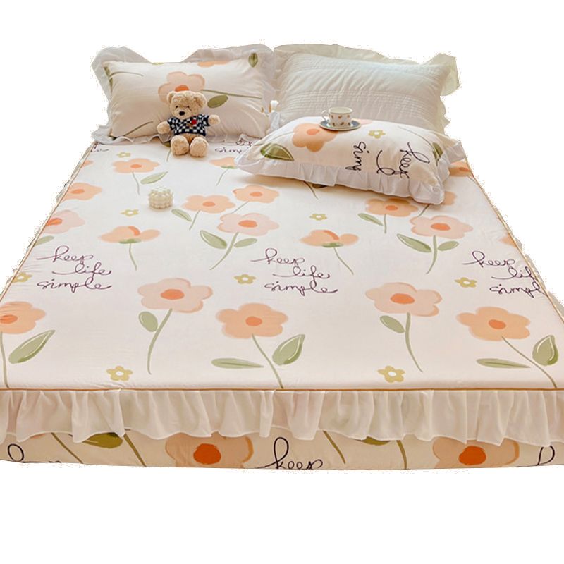 Cotton Fitted Sheet Floral Print Super Soft Bed Sheet Set for Bedroom