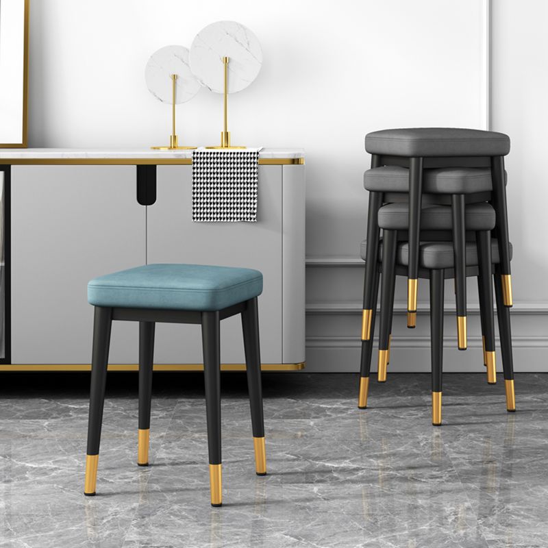 Square Footstools Ottoman Glam Solid Color Faux Leather Water Resistant Ottoman