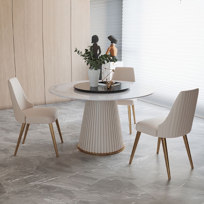 Contemporary Dining Round Table Sintered Stone Table with Metal Legs for Home