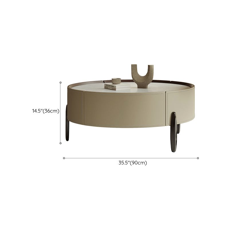 Contemporary Coffee Table Round 3 Legs Slate Coffee Cocktail Table