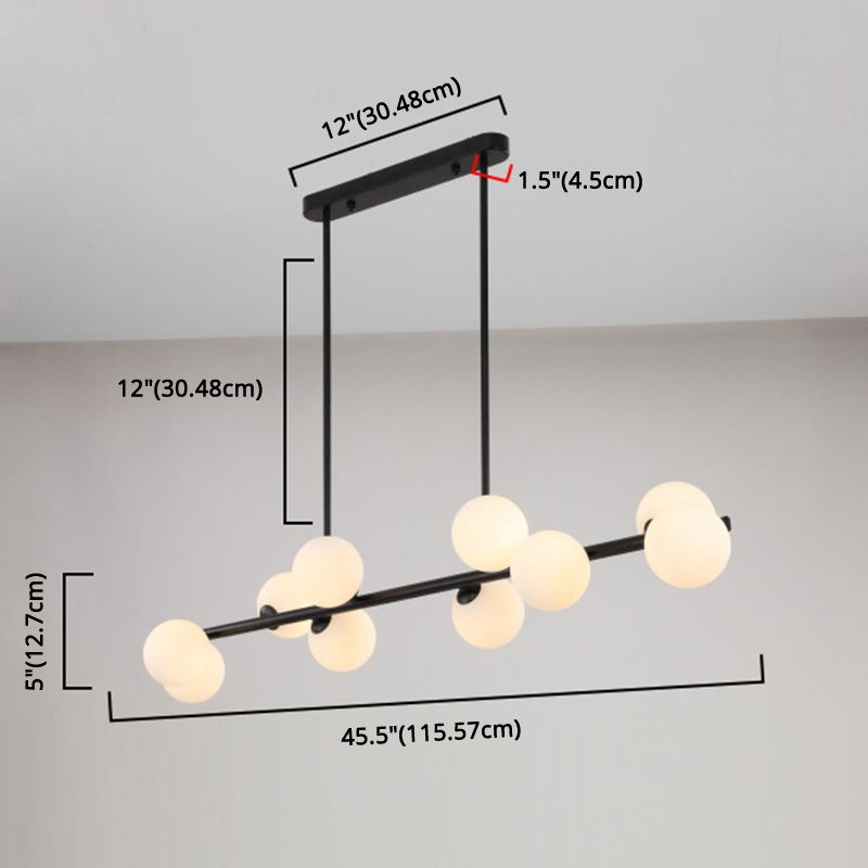Orb Glass Shade Island Light Fixture Modern Style Metal Hanging Ceiling Lamp for Kitchen Dining Room