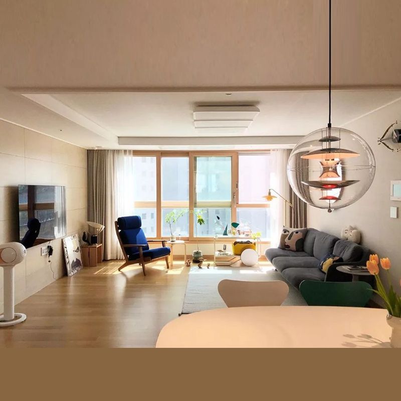 Moderne minimalistische 1 leichte Anhänger Beleuchtung kreativer Sphäre klarer Glas Drop Anhänger für Wohnzimmer