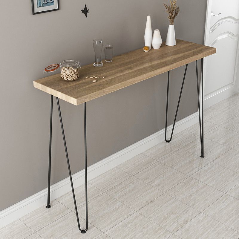 Modern Brown Wooden Bar Table Rectangle Dining Table for Kitchen Living Room Coffee Room