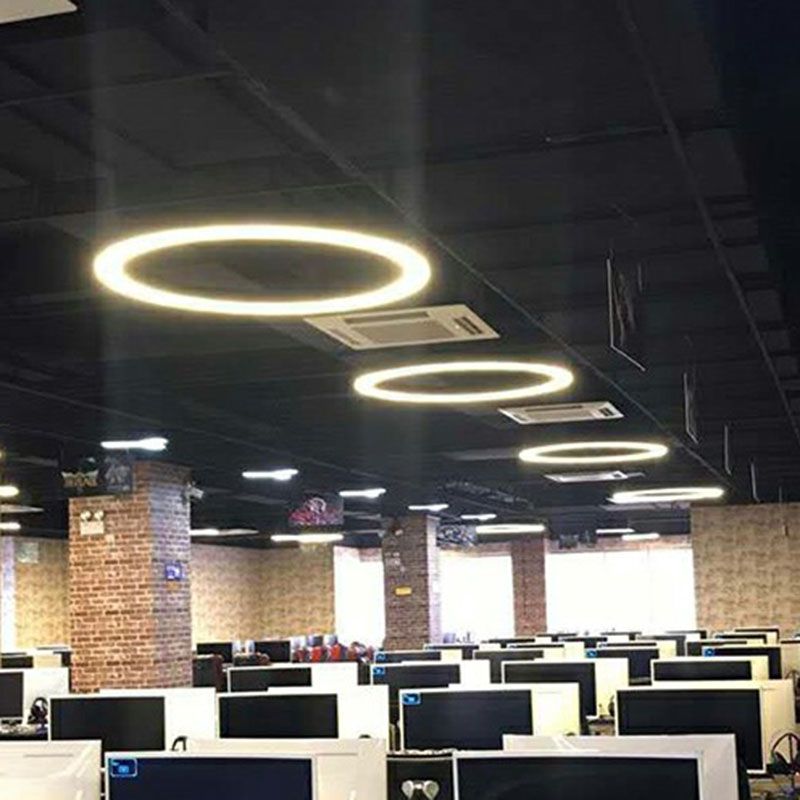 Modern Geometric LED LED Lighting Acrilic Office Lampada il lampadario in nero