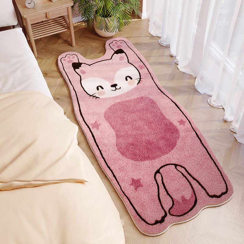 Pink Animal Rug Polyester Simple Rug Stain Resistant Rug for Living Room