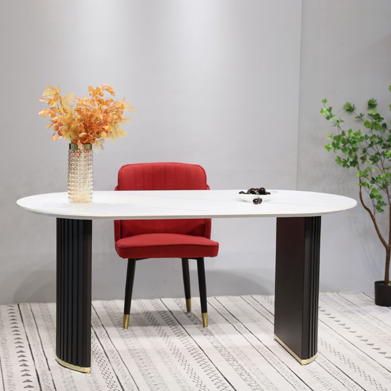 Mesa de comedor de comedor de doble pedestal de lujo muebles de comedor de piedra