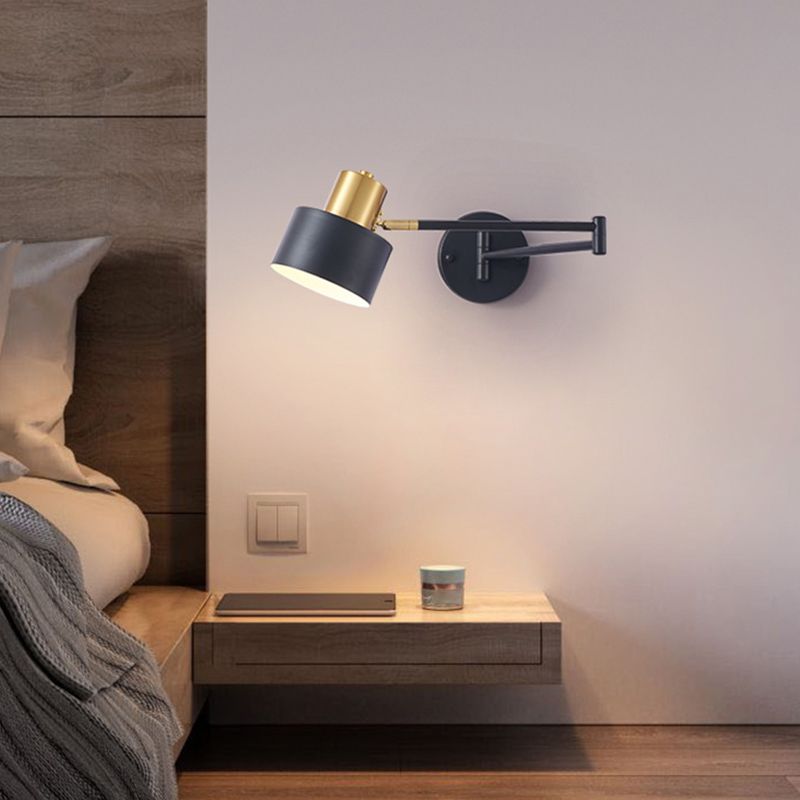 Single Golden/Black/Grey Contemporary Wall Mounted Sconce Metallic Wall Light for Foyer
