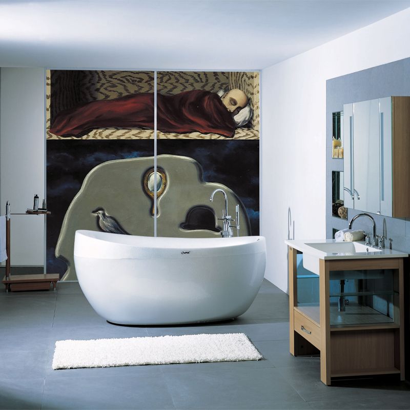 The Reckless Sleeper Mural Wallpaper Grey and Green Surrealism Wall Covering for Home