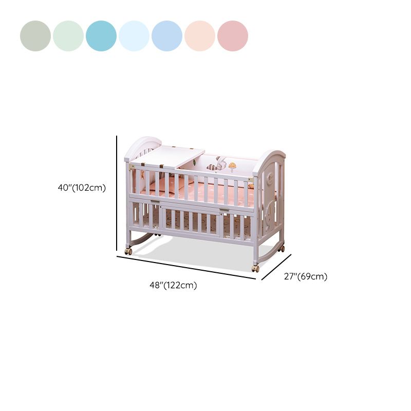Modern Casters Nursery Crib Under Crib Storage Baby Crib with Guardrail