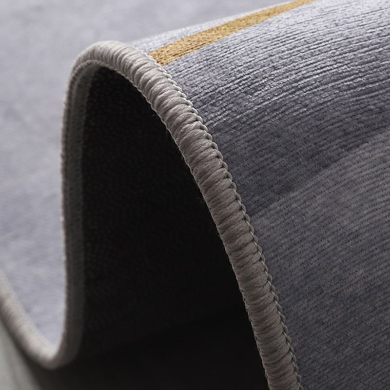 Grey Tone Modern Area Rug Polyester Geometric Splicing Print Rug Non-Slip Backing Indoor Rug for Living Room