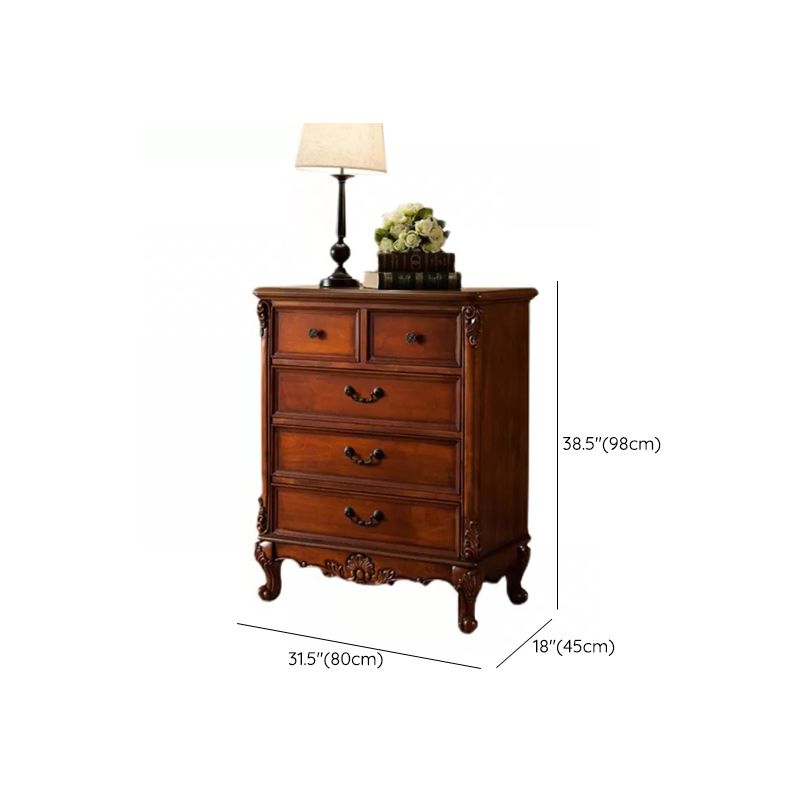 Traditional Rubber Wood Storage Chest Bedroom Chest with Drawers