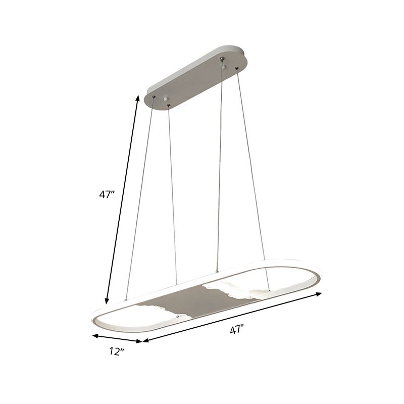 Pargante de suspensión ovalada de 35.5 "/47" de ancho LED de comedor acrílico LEDTING LEACHING en luz cálida/blanca/natural