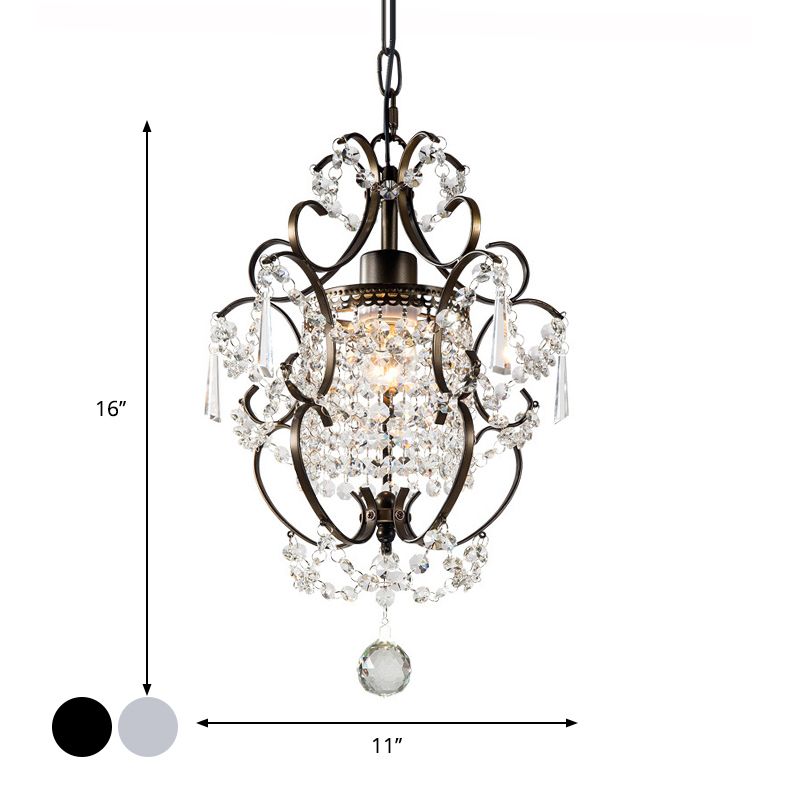 Sfere di cristallo Black/Chrome Swag Light Scrolls 1 lampadina a soffitto contemporanea per sala da pranzo