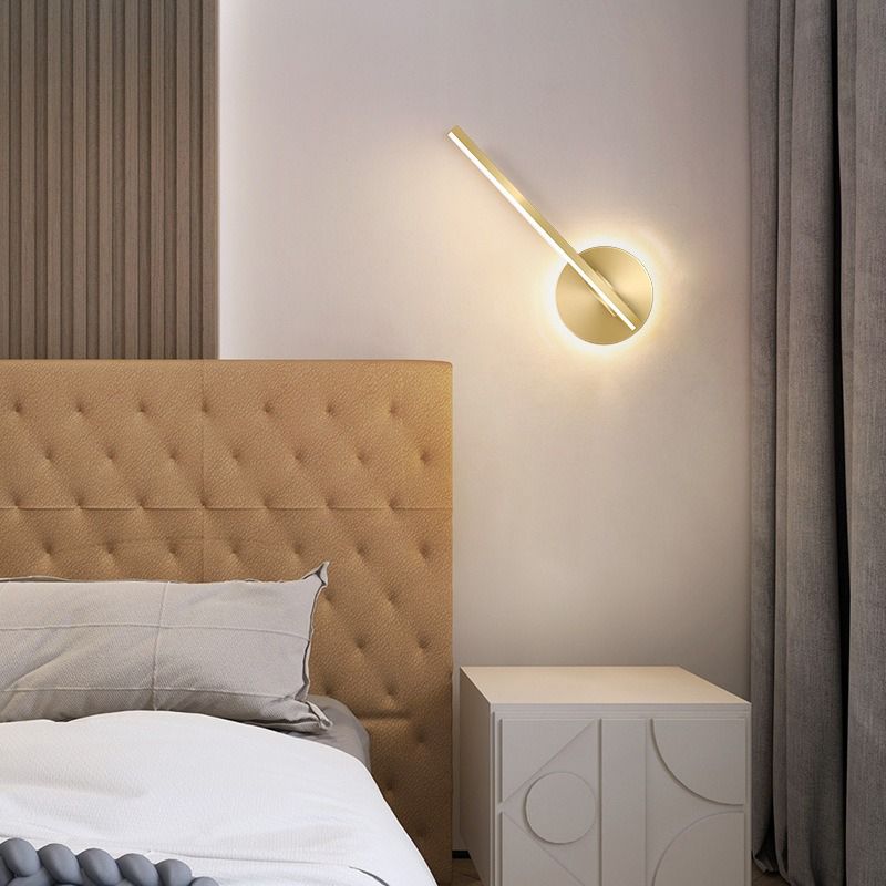 Iluminación de pared de metal de forma lineal iluminación moderna de montura de pared de 1 luces