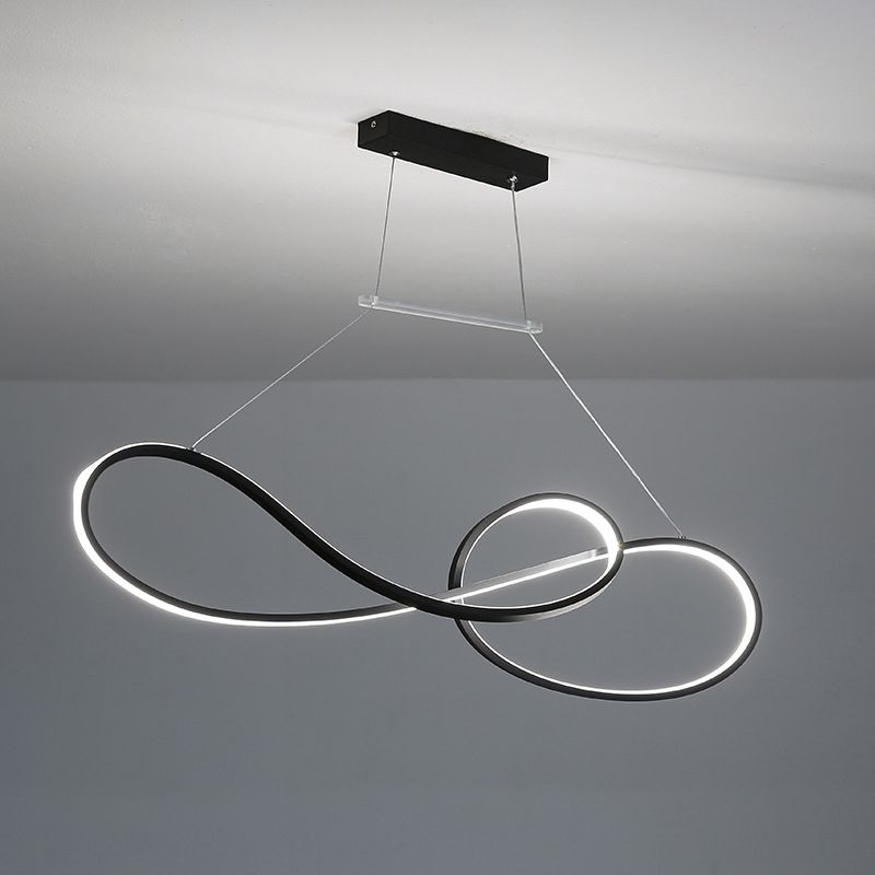 LED Strip Island Light Fixture Minimalist Metal Dining Room Linear Pendant Lighting