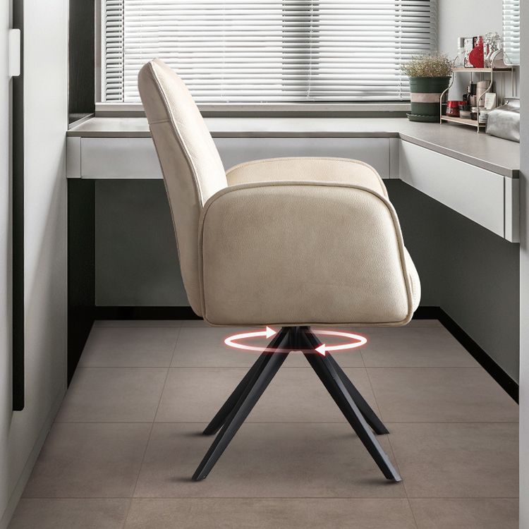 Sillas de comedor de piel sintética de diseño contemporáneo, sillas laterales con brazo trasero sólido para el hogar