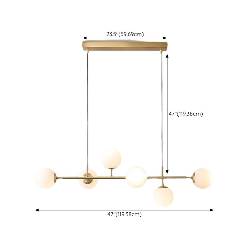 Modern Style Ball Shape Island Pendants Glass Pendant Lights in Gold for Dining Room