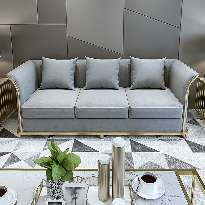 27.5" H Contemporary Velvet Tuxedo Arm Sofa with Pillows for Living Room