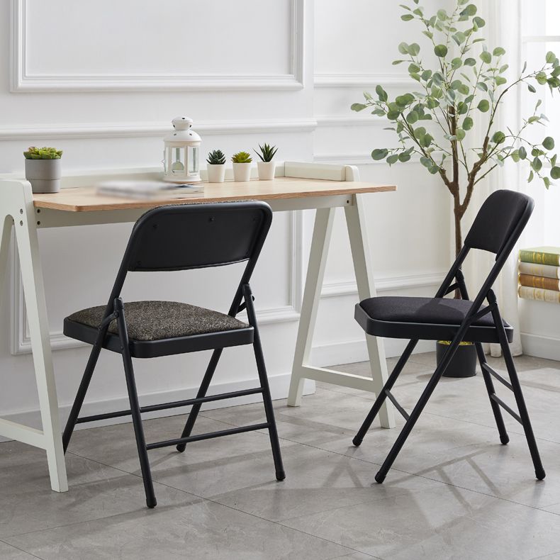 Silla de comedor de metal contemporáneo, silla lateral plegable sin brazos para el hogar, con respaldo abierto