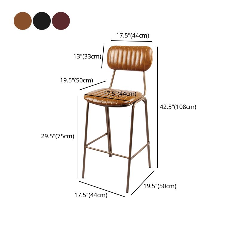 Industrial Leather Distressed Quilted Barstool Indoor Tall Stool with Rectangle Seat