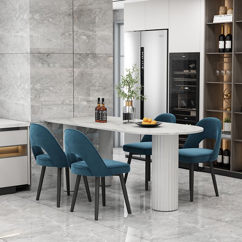 Solid Wood Legs Contemporary Free Form Dining Table Sintered Stone Dining Table for Kitchen