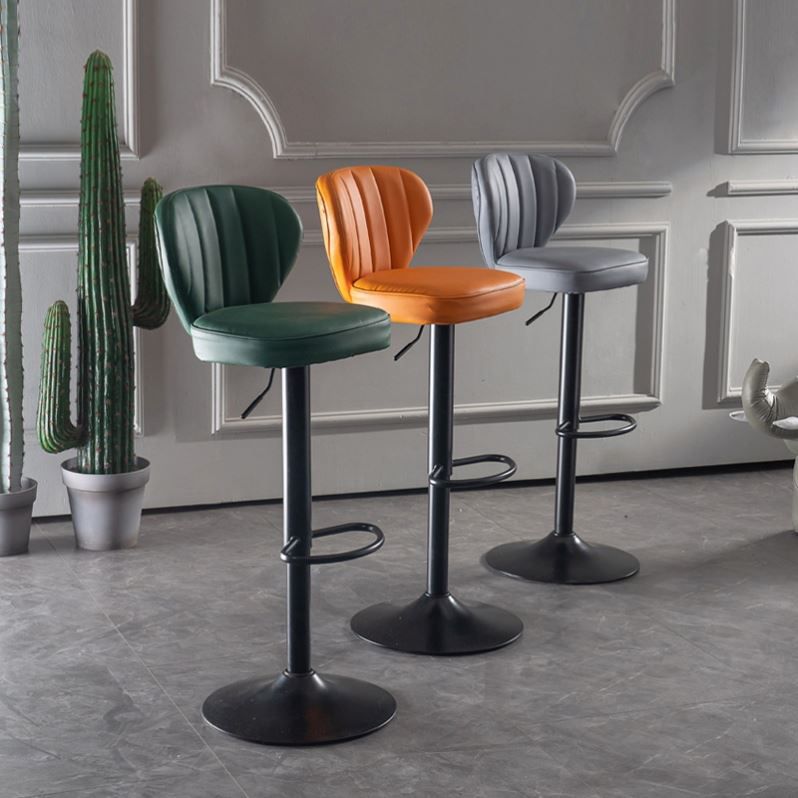 Industrial Design Armless Low Back Counter Stools for Home Leather Stools