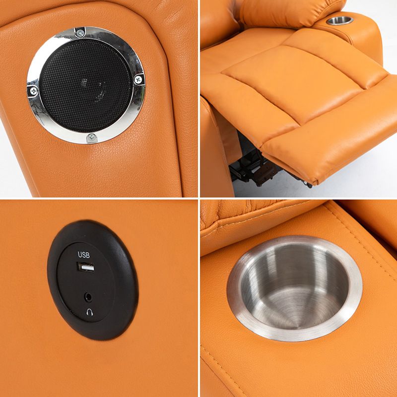 Traditional Leather Recliner Standard Recliner with Massage and Storage
