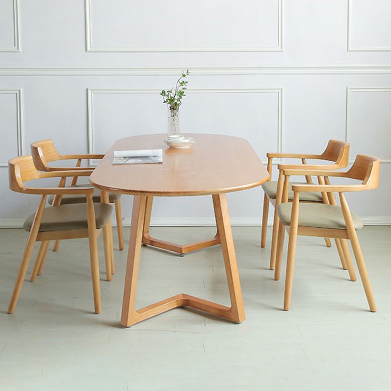 Modern Oval Pine Wood Dining Table Wood Base Home Dining Table