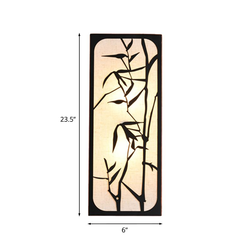 Tissu en forme de bambou en forme de cuboïde feuille murale légère de style chinois de 5 balles lampe murale en noir