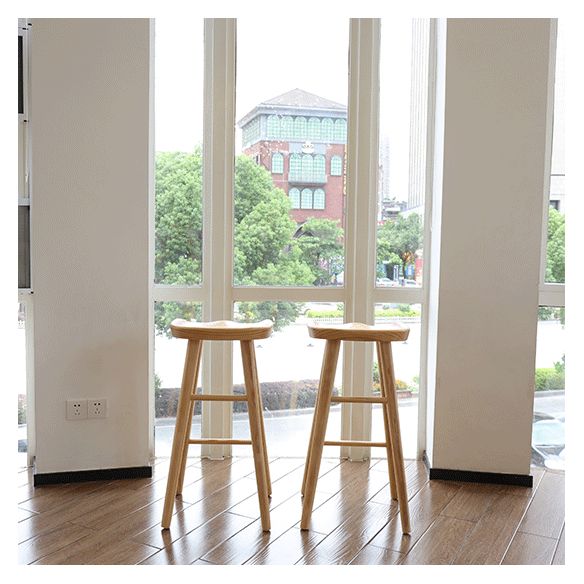 Taburete de bar de madera maciza de estilo moderno con reposapiés, taburete de bar simple para sala de estar, 30 pulgadas